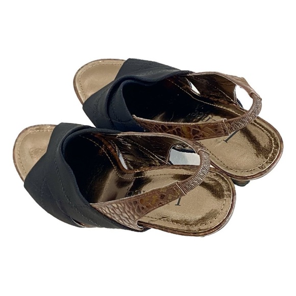 J. Renee Massey Black Open Toe Sling Back Heels Size 7 - Picture 4 of 11